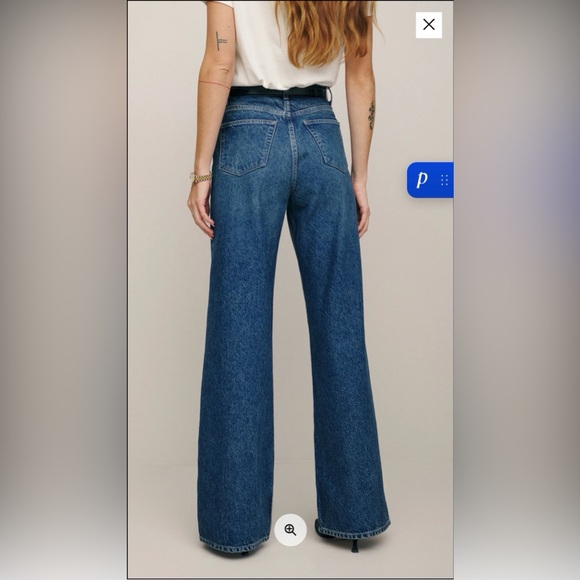 Reformation Cary High Rise Slouchy Wide Leg Jeans Blue - Size 26 - Picture 3 of 4